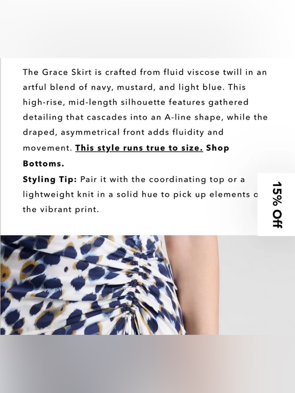 NWOT: A.L.C. Grace Printed Midi Skirt, Side Rouching, sz 4 ($495 retail) - Picture 8 of 12